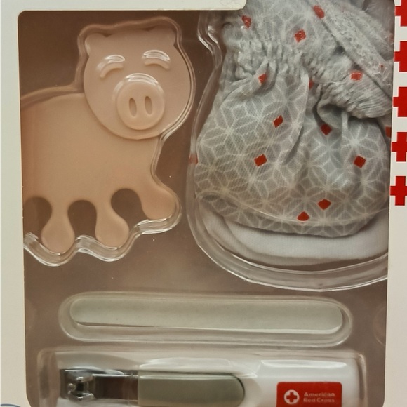 Infant and Toddler Nail Care Set with Gray and Red Mittens - Picture 3 of 10